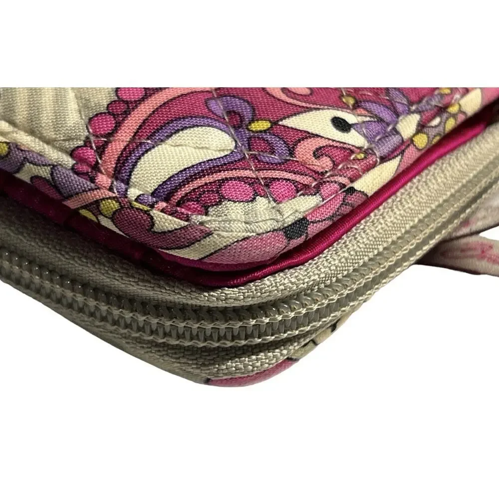 Vera Bradley Wallet Turn Lock Clutch Paisley Meets Plaid Pink Beige
